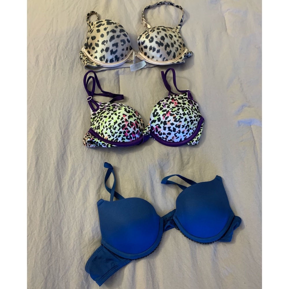 Three 34A Lily of France gel extreme push up bras